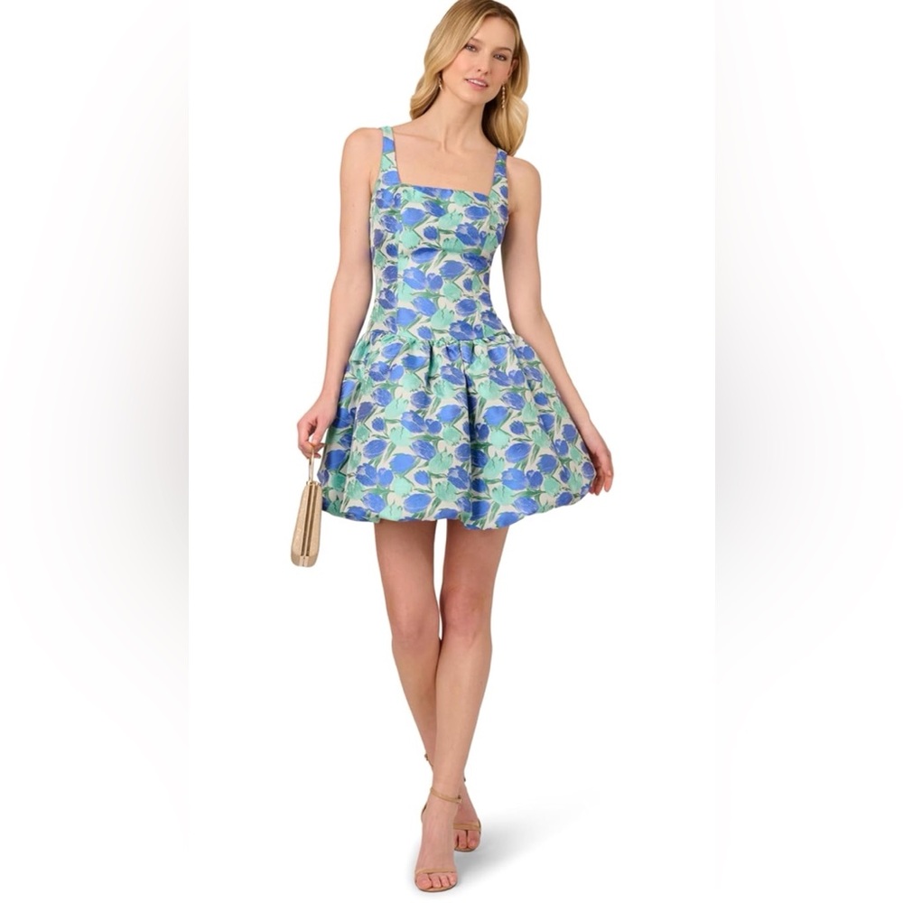 Adrianna Papell Women's Tulip Jacquard Short Dress